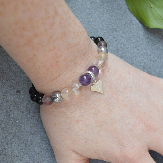 Bullying Support Crystal Healing Bracelet with Sterling Silver Charm