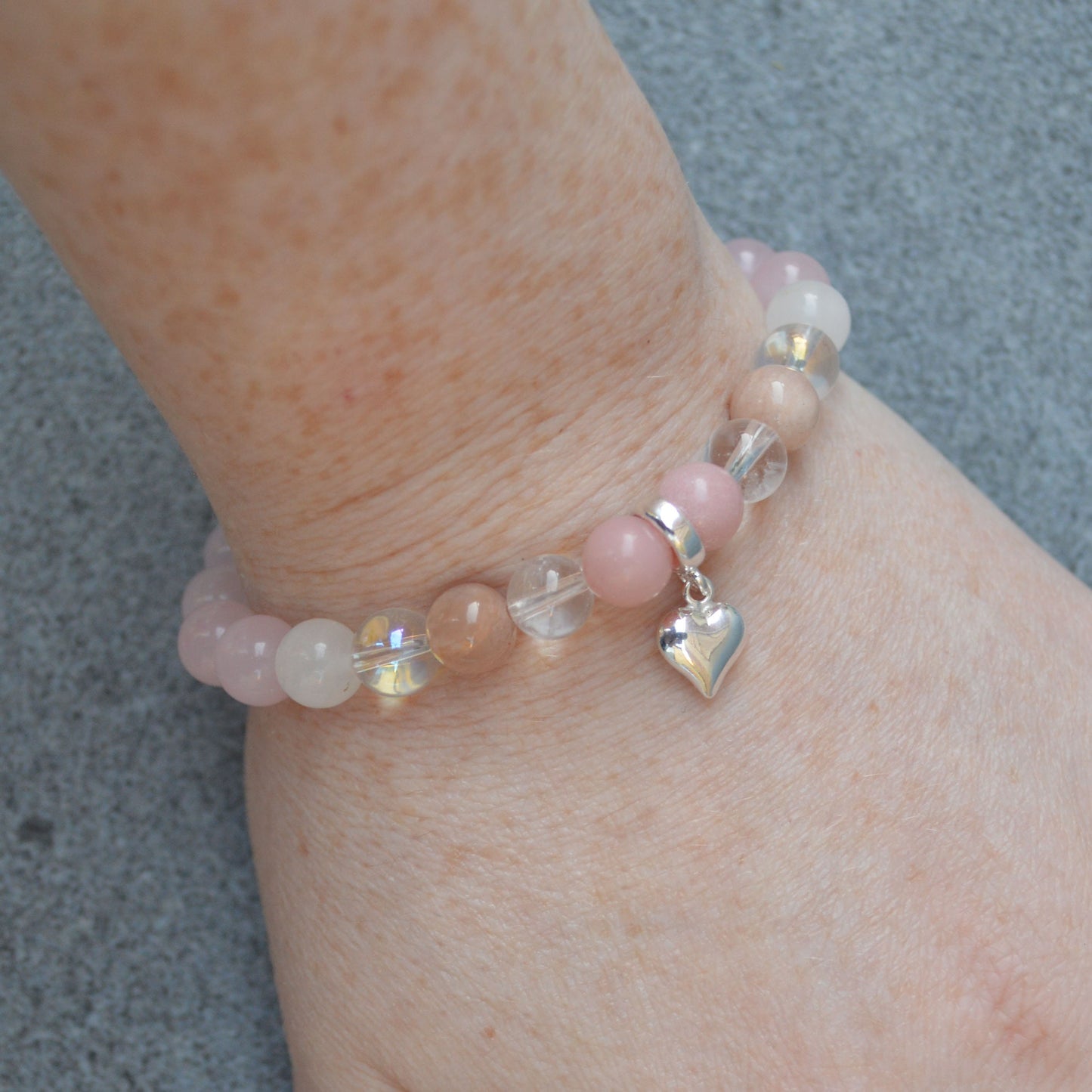 Attracting Love Crystal Bracelet with Sterling Silver Charm