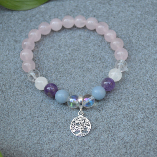Motherly Love Bracelet- Crystal Healing Bracelet- Custom Bracelet- Sterling Silver Charm