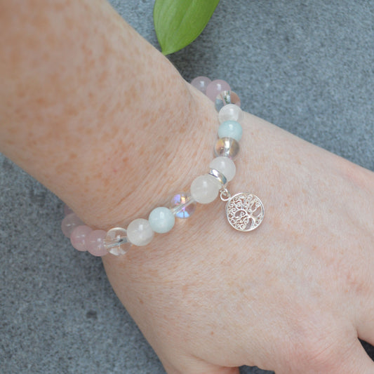 Daughterly Love Crystal Healing Bracelet with Sterling Silver Charm