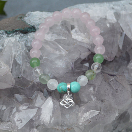 Hormone Balance Support Bracelet- Crystal Healing Bracelet- Custom Bracelet- Sterling Silver Charm